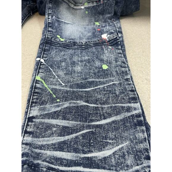 Scoop Men’s Paint Spattered Moto Jeans 38x30 Acid Wash Distressed Biker Denim - Picture 15 of 15